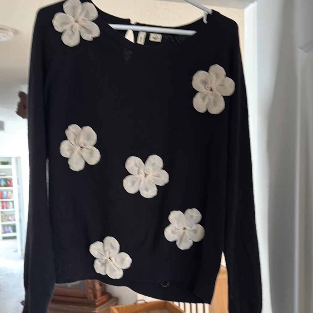Anthropologie - Moth - Floral Black Sweater - XL